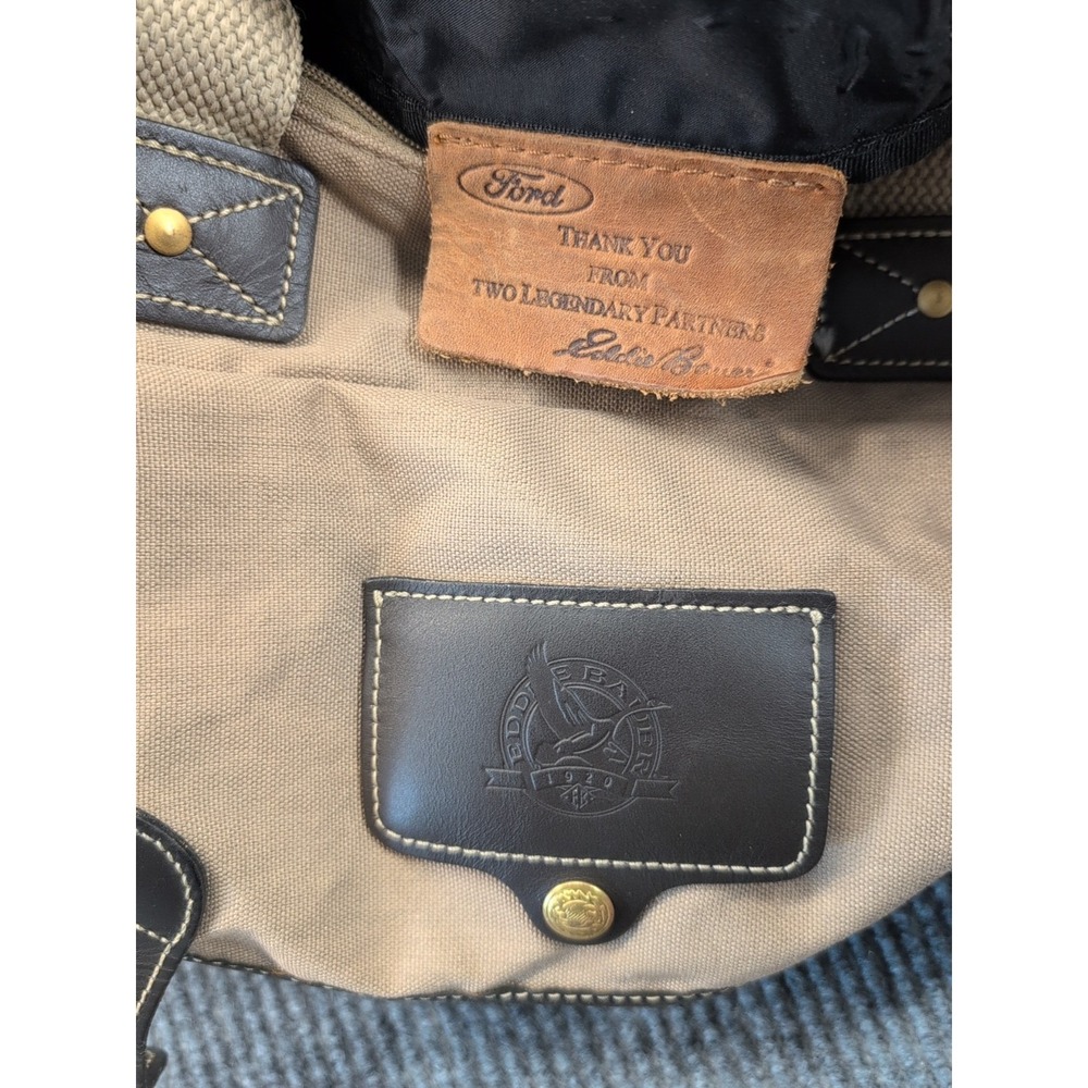 Ford Eddie Bauer Edition Beige Travel Canvas Shoulder Strap Carry Duffle Bag